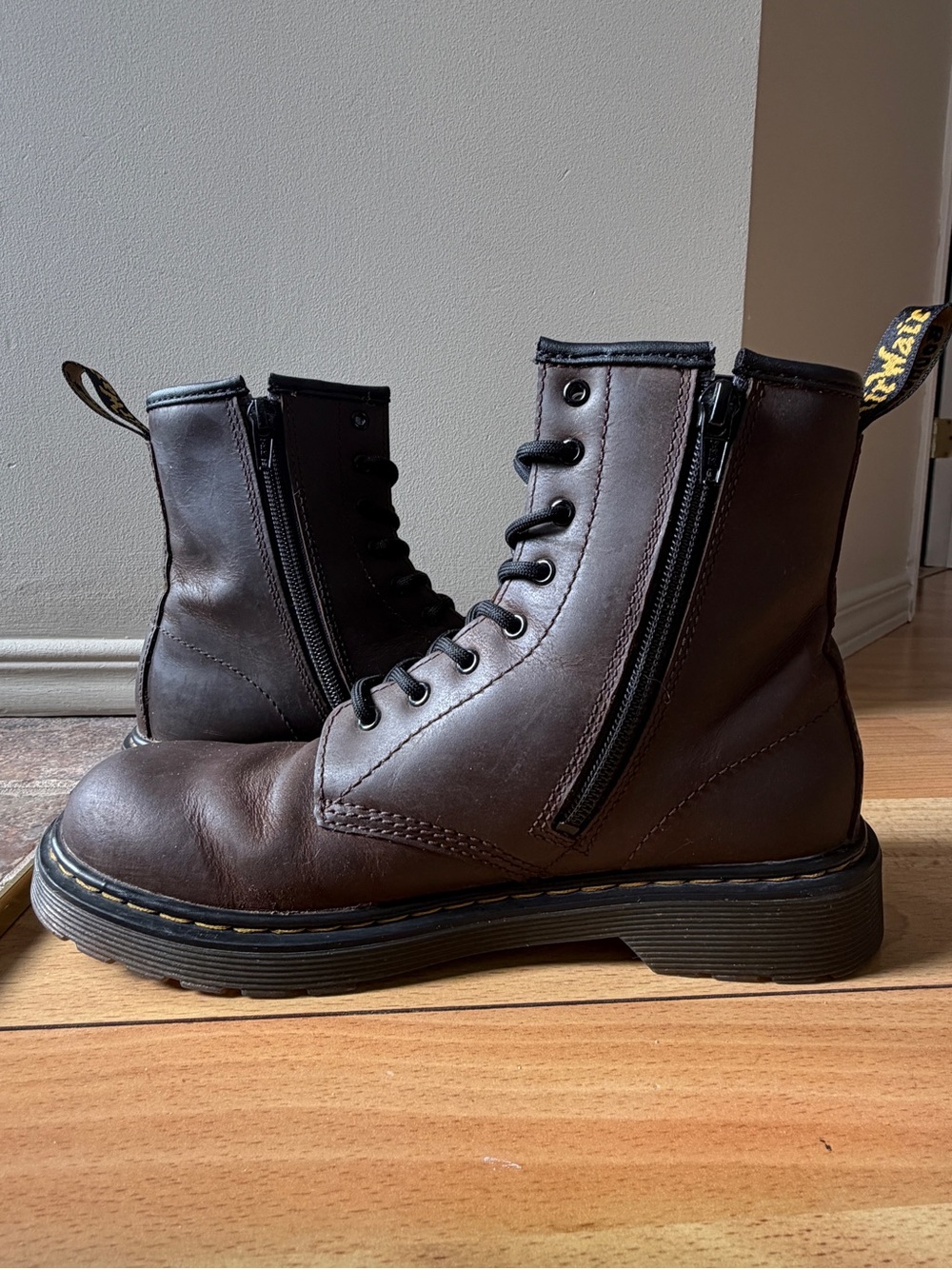 Dr. Martens Dark Brown Leather Lace-Up Side-Zip Boots